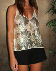 Elina | Sparkling Sheer Party Top featuring Sequins