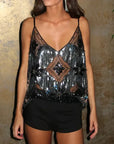 Elina | Sparkling Sheer Party Top featuring Sequins