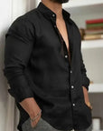 Sam | Casual Linen Shirt featuring Long Sleeves