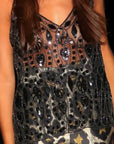Elina | Sparkling Sheer Party Top featuring Sequins