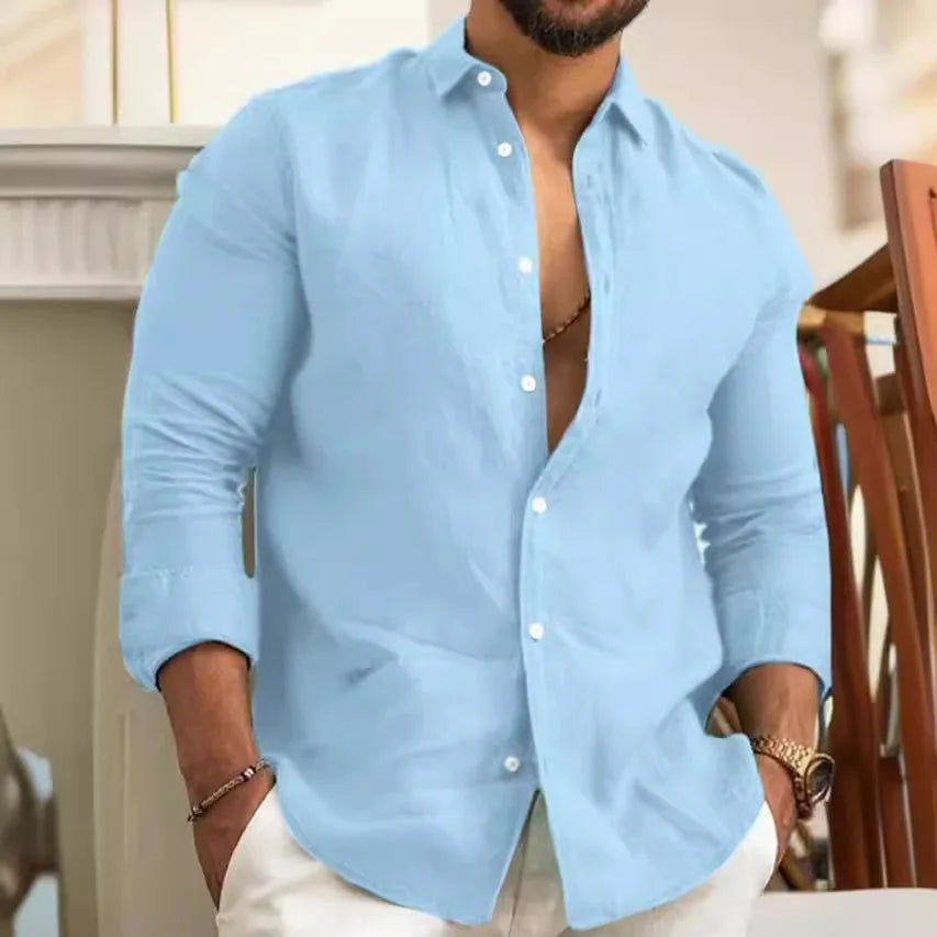 Sam | Casual Linen Shirt featuring Long Sleeves