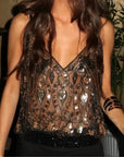 Elina | Sparkling Sheer Party Top featuring Sequins
