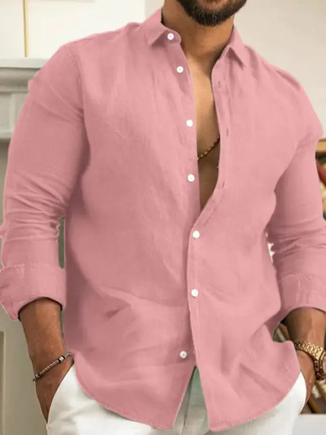 Sam | Casual Linen Shirt featuring Long Sleeves