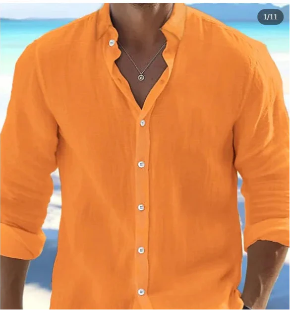Sam | Casual Linen Shirt featuring Long Sleeves