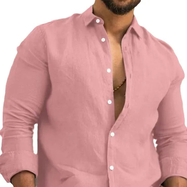 Sam | Casual Linen Shirt featuring Long Sleeves