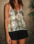 Elina | Sparkling Sheer Party Top featuring Sequins
