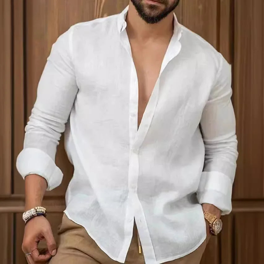 Sam | Casual Linen Shirt featuring Long Sleeves