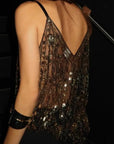 Elina | Sparkling Sheer Party Top featuring Sequins