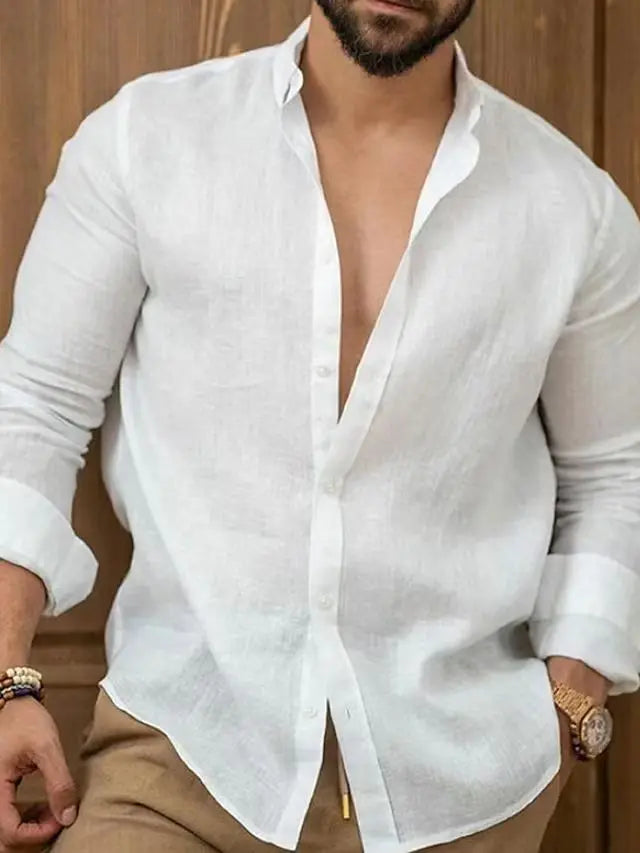 Sam | Casual Linen Shirt featuring Long Sleeves